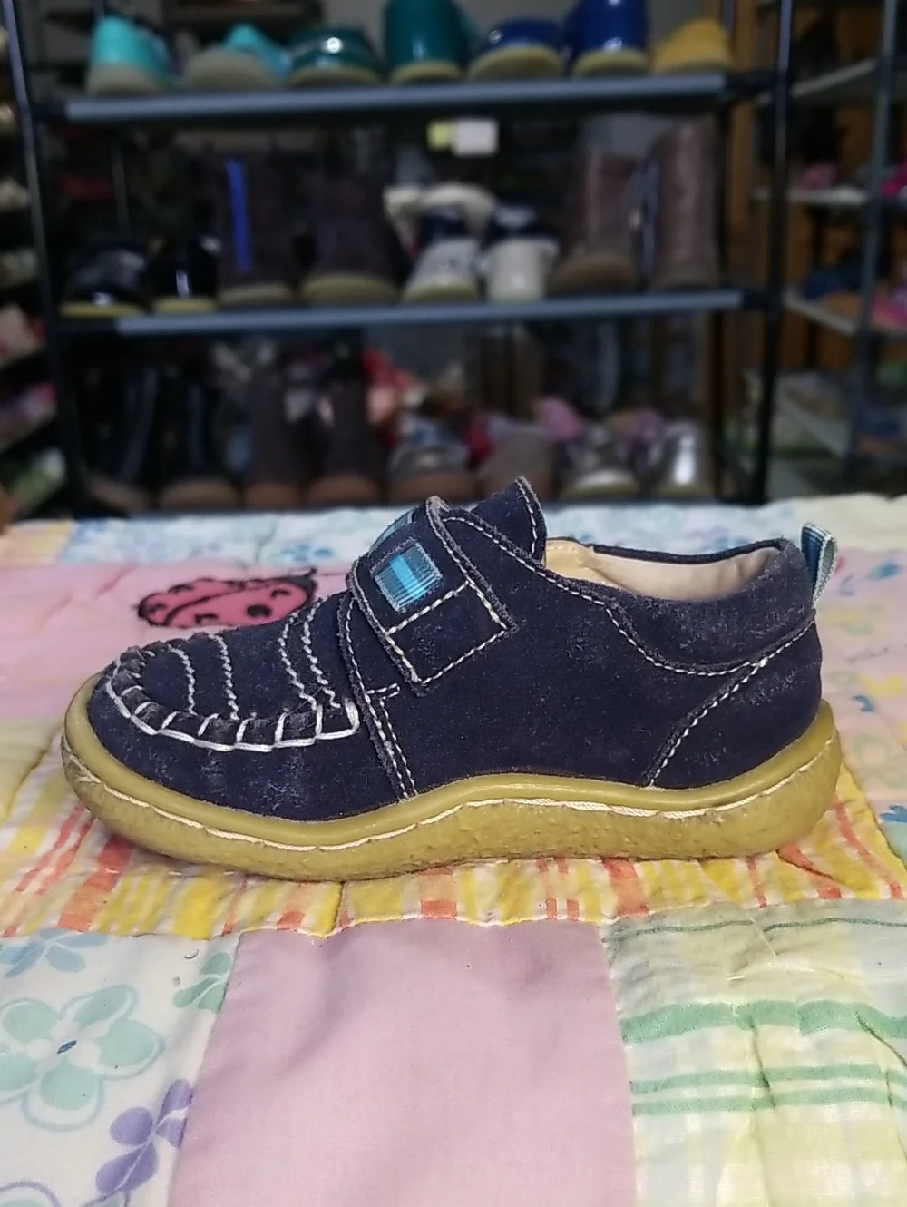 Livie & Luca Navy Blue Suede Shoes with Light Blue Accents Size 5